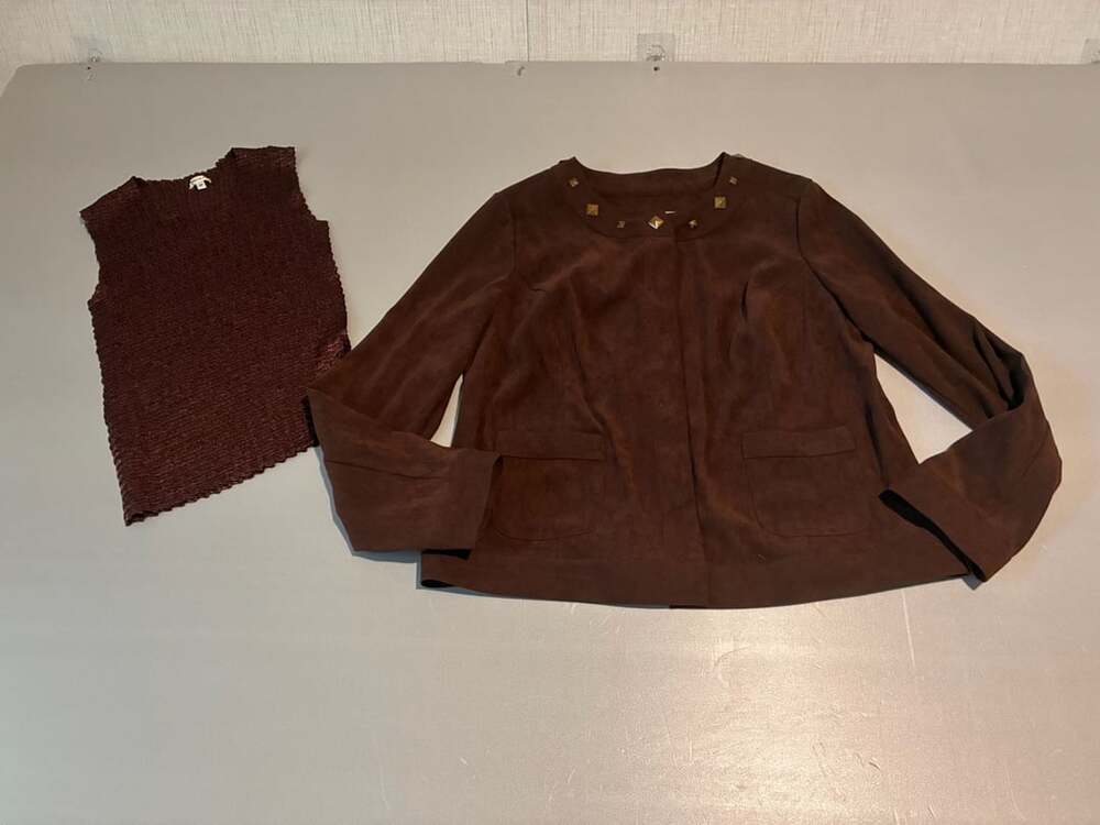 Womens Sag Harbor Stretch Embellished Jacket Shirt-L